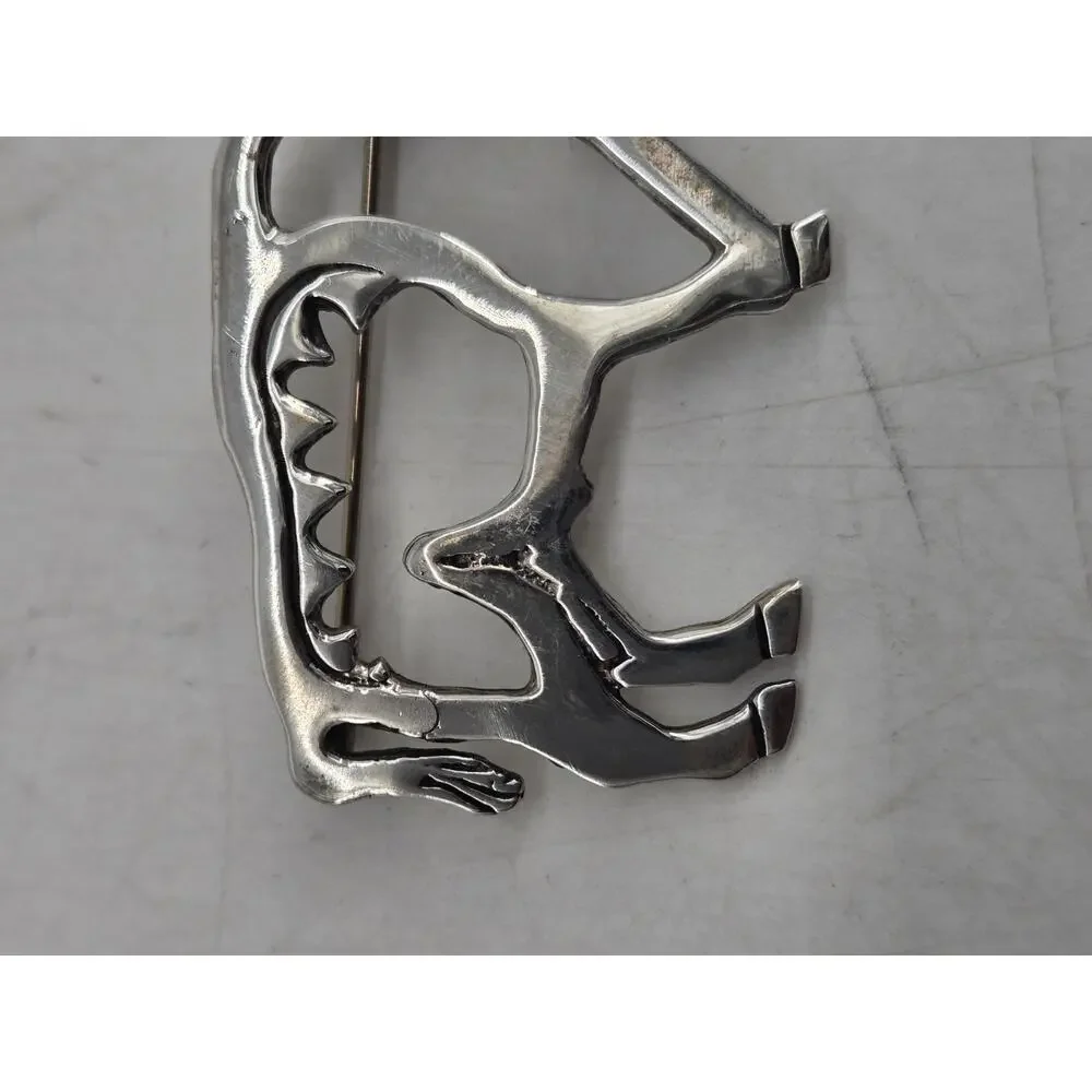 Vtg 70s Sterling Navajo GS Glen Irene Sandoval Buffalo Bison Outline Brooch Pin